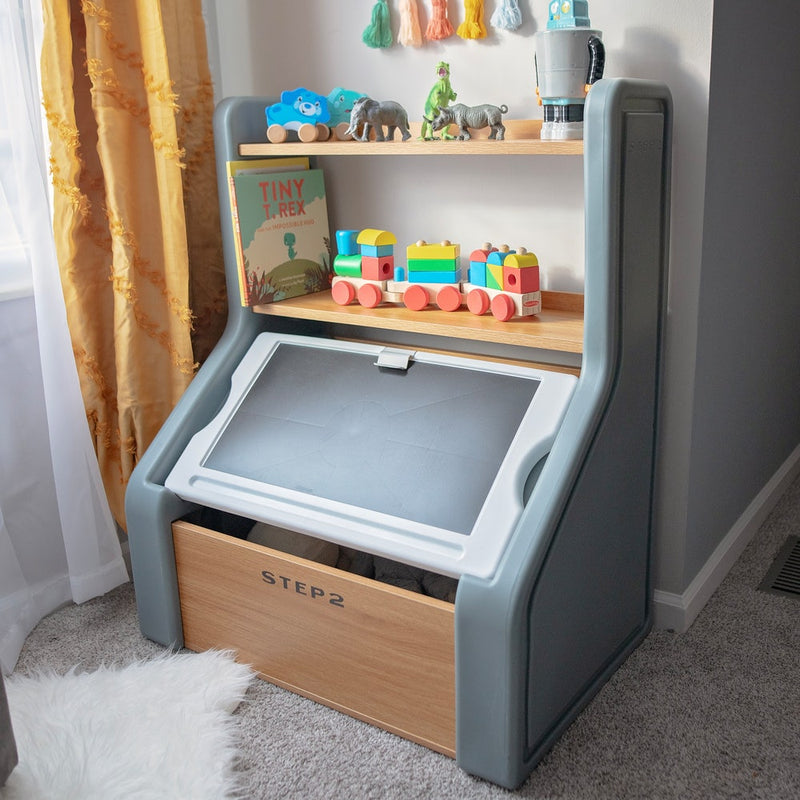 Harmony Toy Box  with toys and books on shelves