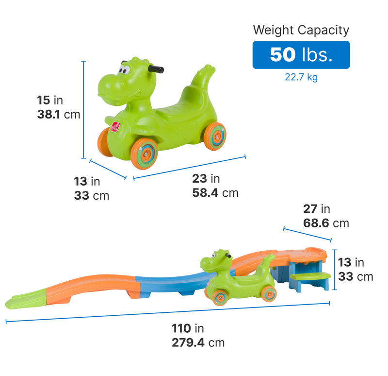 Dino Dash Up &  Down Roller Coaster dimensions