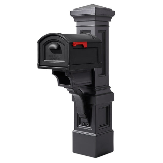 Atherton Grand™ Onyx Black Mail Post & XL Black Mailbox
