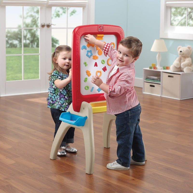 All Around Kids Art Easel for Two Red with kids