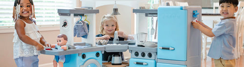 Playing with the Step2 kids kitchen playset 