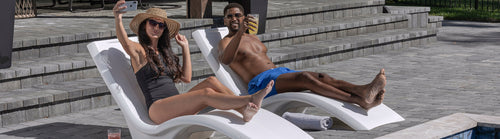 Lounging in Step2 Pool Furniture
