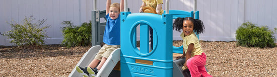 Kids playing on slide