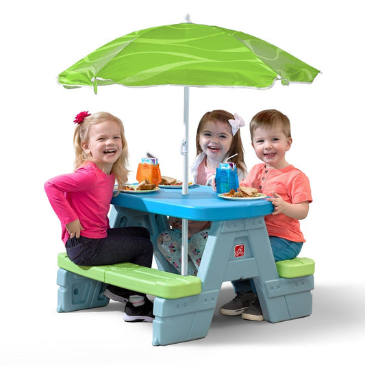 child patio table with umbrella 2-in-1 Wooden Sandpit Picnic www.littlehelper.co.uk bone umbrella features 3 adjustable heights to provide shade from the sun during the hot days Pink Children Garden Table 4-Piece
