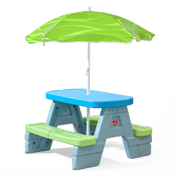 kids patio table with umbrella Step2 Sun & Shade Picnic Table With Umbrella