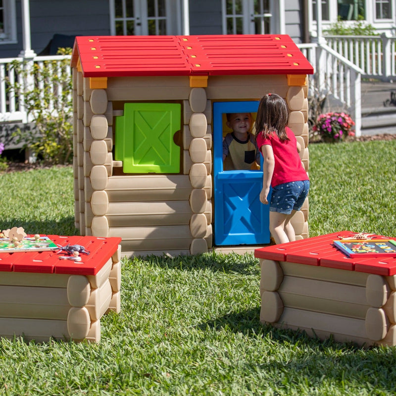 Big Builders Playhouse Tables and More Piece Building Set outdoors