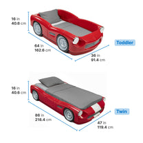Roadster Toddler-To-Twin Bed™ - Red dimensions