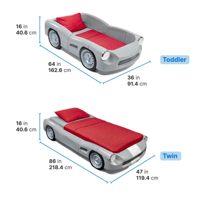 Roadster Toddler-To-Twin Bed™ - Gray dimensions