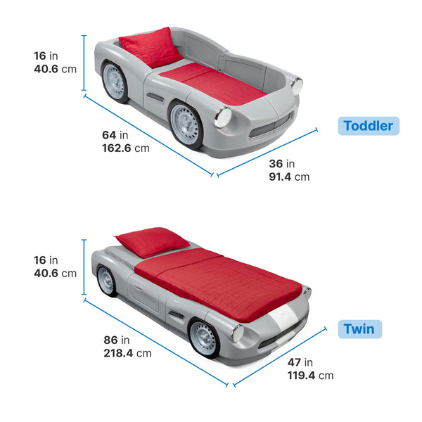 Roadster Toddler-To-Twin Bed™ - Gray dimensions