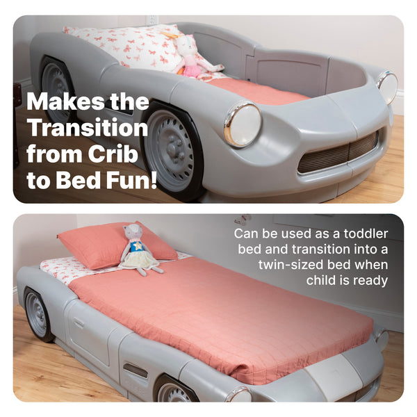 Roadster Toddler-To-Twin Bed™ - Gray shown as toddler bed to twin bed