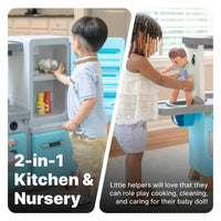 Cook & Care Corner Kitchen & Nursery with kids