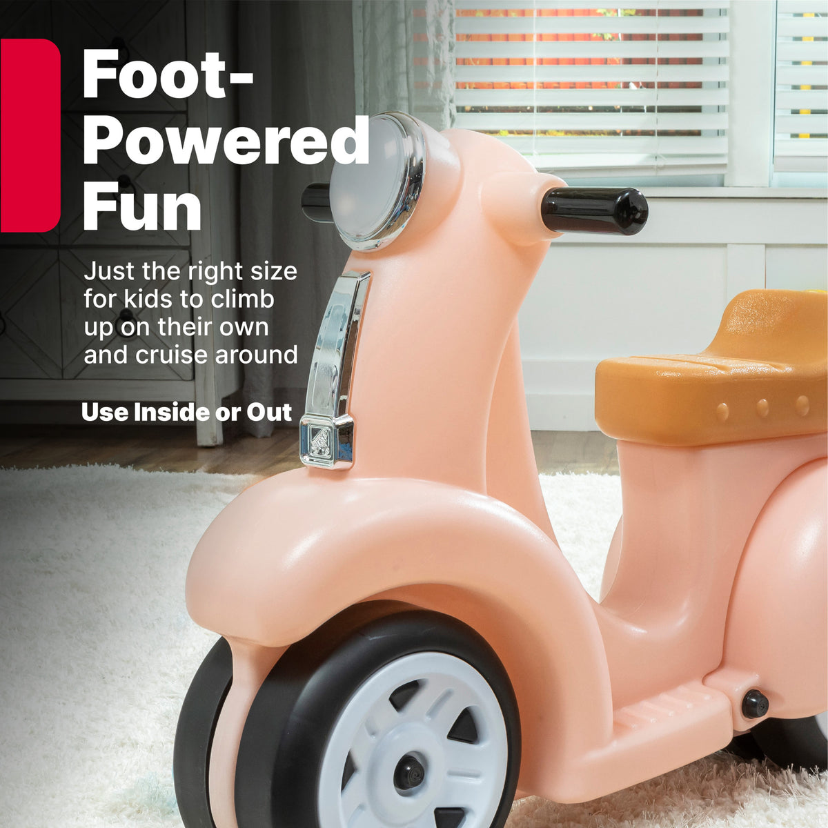 Ride Along Scooter™ - Rose Pink use inside or out