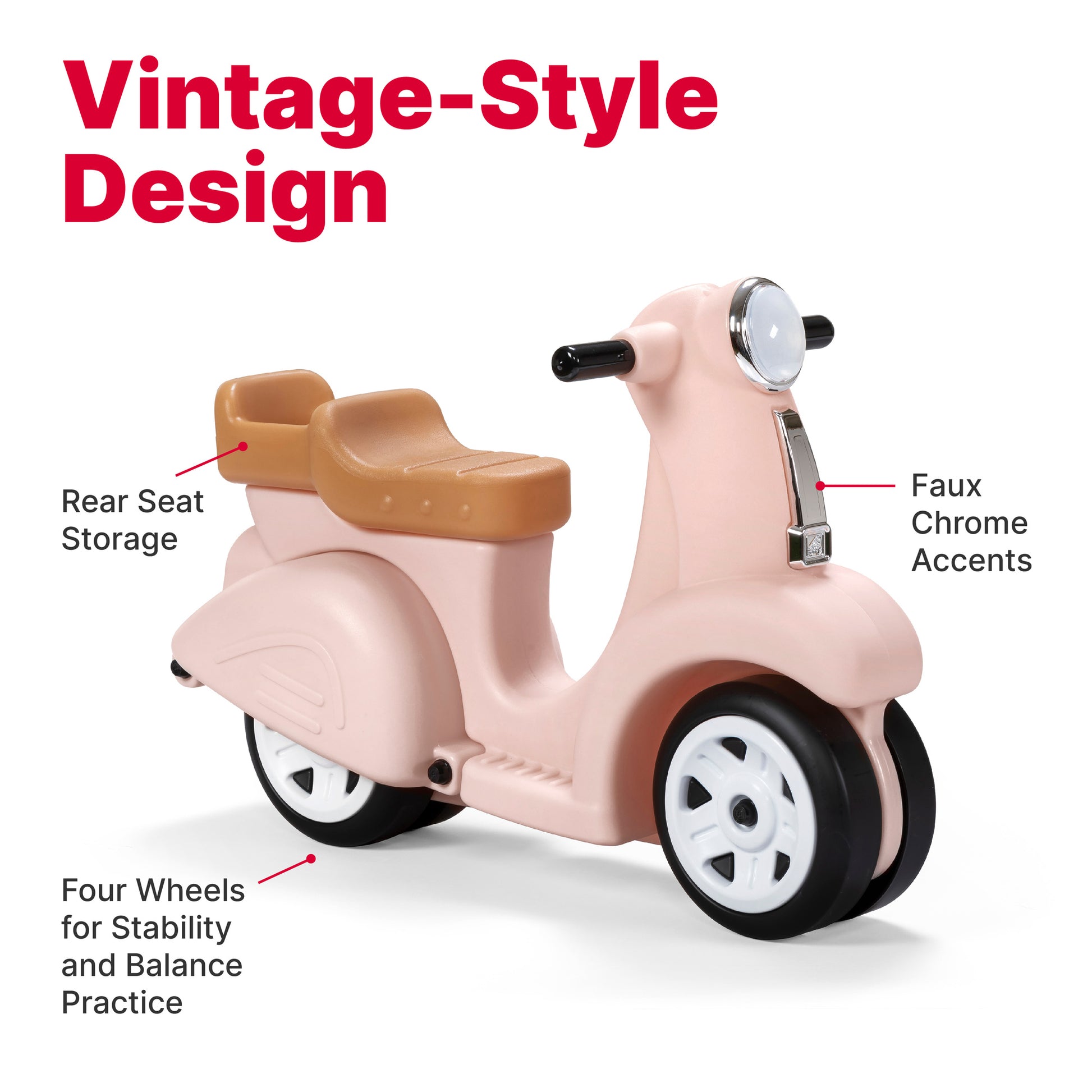 Ride Along Scooter with four wheel stability and rear storage
