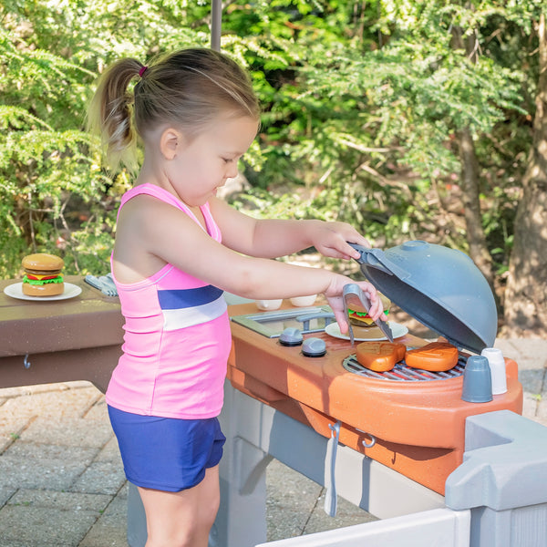 Grill & Splash Play Center with Canopy child grilling
