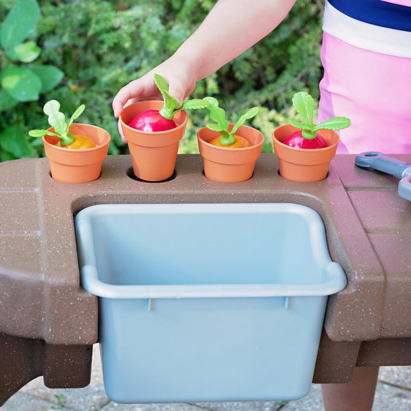 Grill & Splash Play Center with Canopy with pots for planting vegetables
