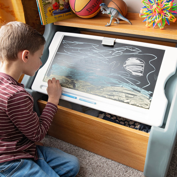 Harmony Toy Storage Box™ with lid used as art board