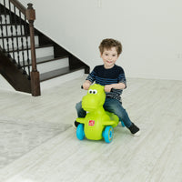 Dino Dash Foot-to-Floor Ride-On with child riding indoors
