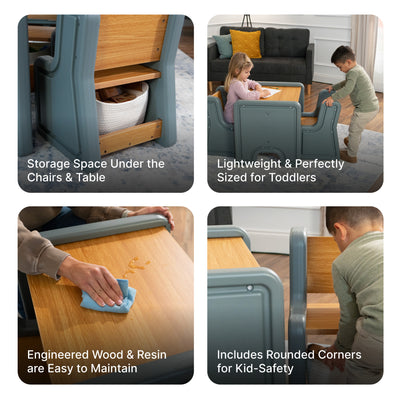 Harmony Table and Chairs™ - Sage Gray informational graphic