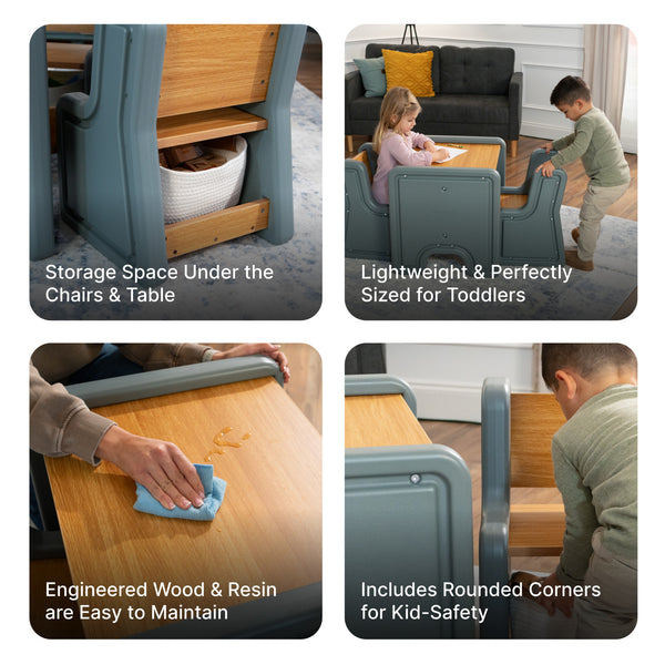 Harmony Table and Chairs™ - Sage Gray informational graphic