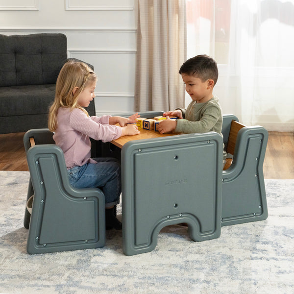 Harmony Table and Chairs™ - Sage Gray with kids playing