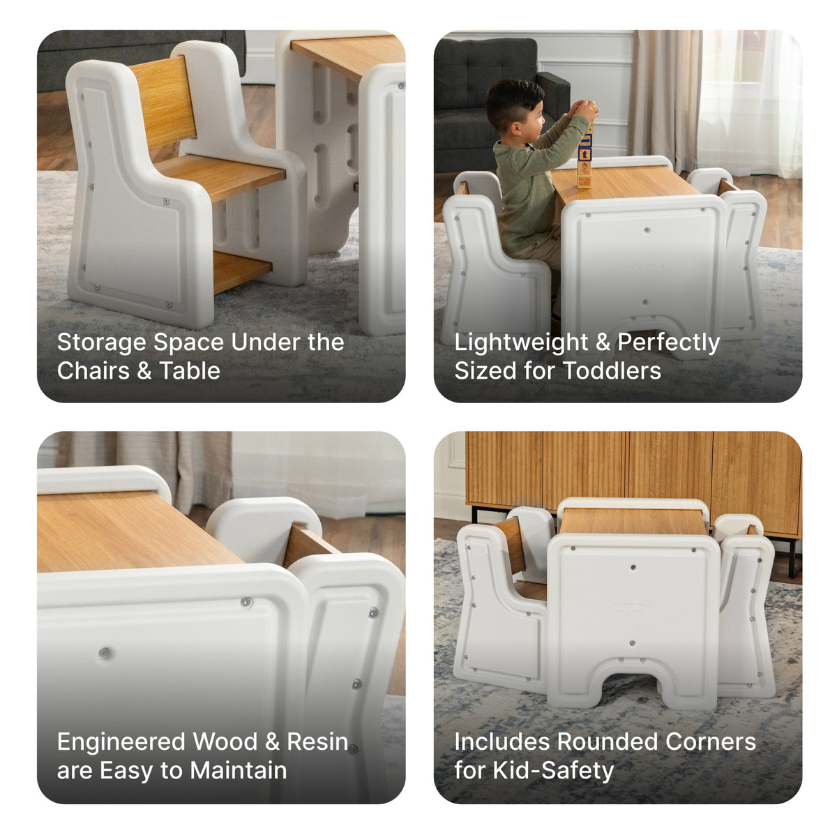 Harmony Table and Chairs™ - White informational graphic