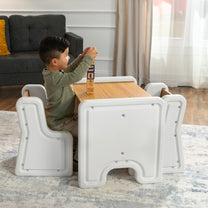Harmony Table and Chairs™ - White with boy playing blocks