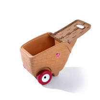 My First Picnic Basket with lid propped open showing empty interior and red wheels; white background