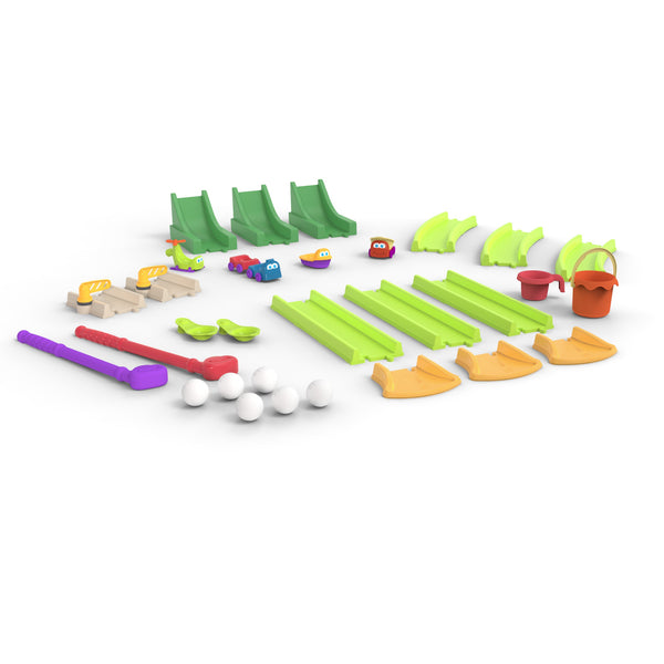 Step2 kids multi color Putt & Splash Adventure Center grouping of accessories and interchangeable tracks