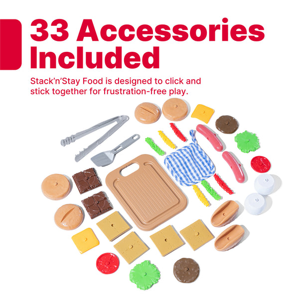 Grill & Go BBQ Cart with Lights and Sounds™ 33 accessories included.