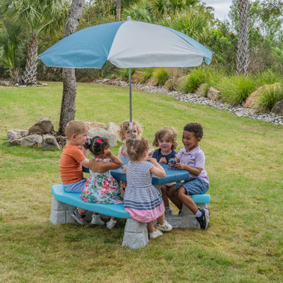 Sun & Fun Picnic Table with Umbrella™ with 6 children seated