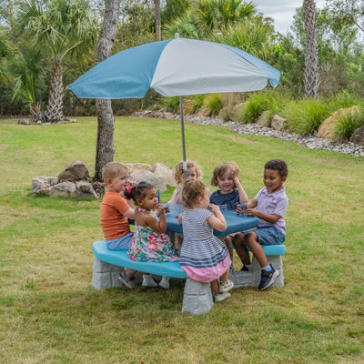 Sun & Fun Picnic Table with Umbrella™ with children socializing