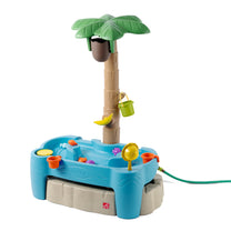 Tropical Splash Water Park™ lower section — square blue water table with flat play surface and drain hole visible; white background