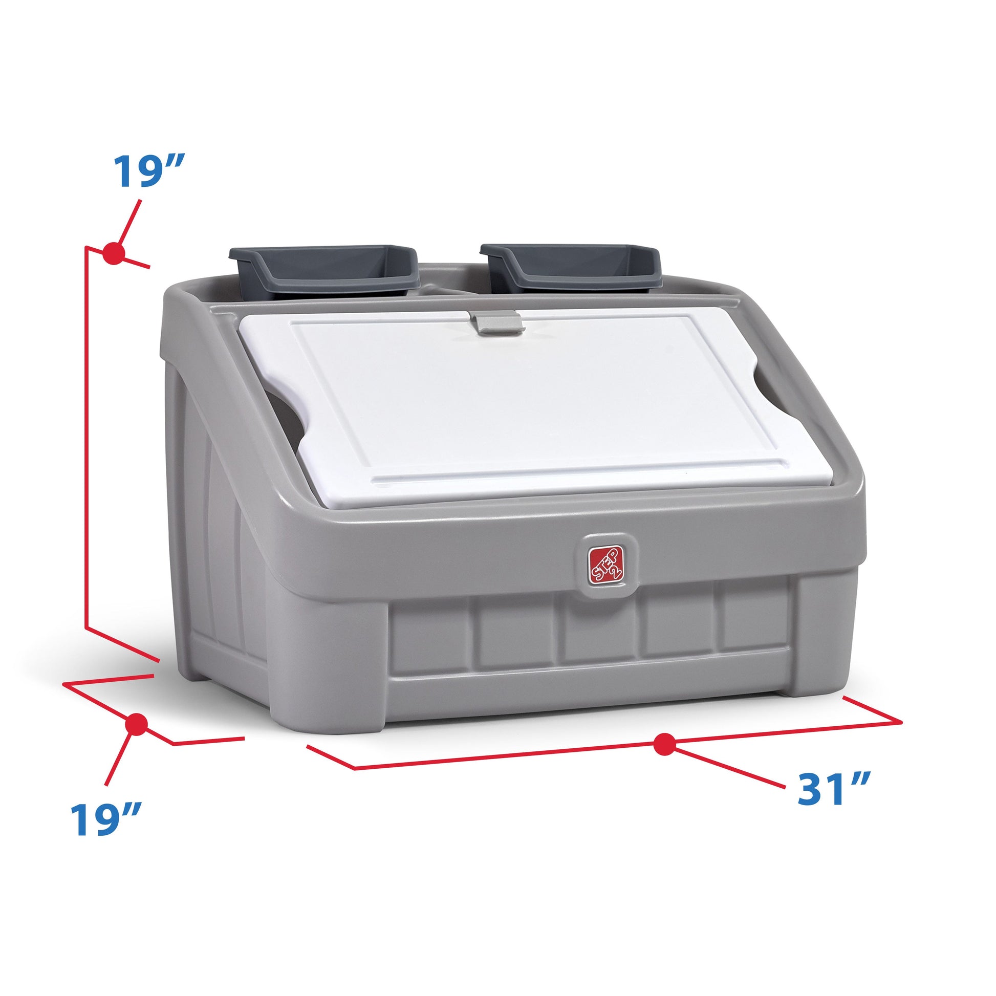 2 In Toy Box and Art Lid Gray dimensions