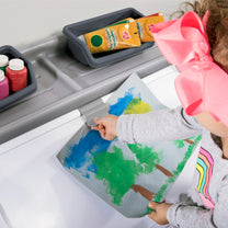 2-in-1 Toy Box & Art Lid™ with clip to hold art work in place