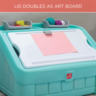 2-in-1 Toy Box & Art Lid™ lid used as art board
