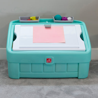 2-in-1 Toy Box & Art Lid™ with clip to hold paper