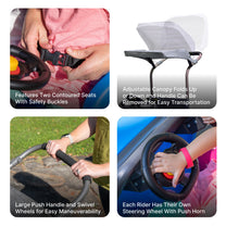 Side-By-Side Push Around SUV™ - Blue  with seat belts, adjustable canopy and two push horns