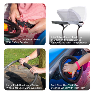 Side-By-Side Push Around SUV™ - Blue  with seat belts, adjustable canopy and two push horns
