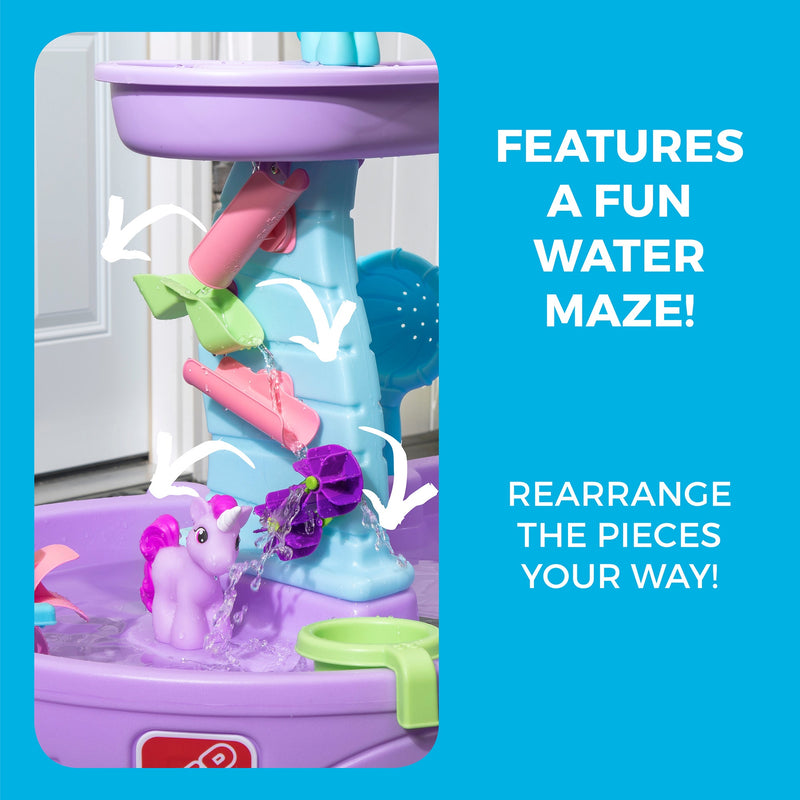 Rain Showers & Unicorns Water Table™ features a water maze