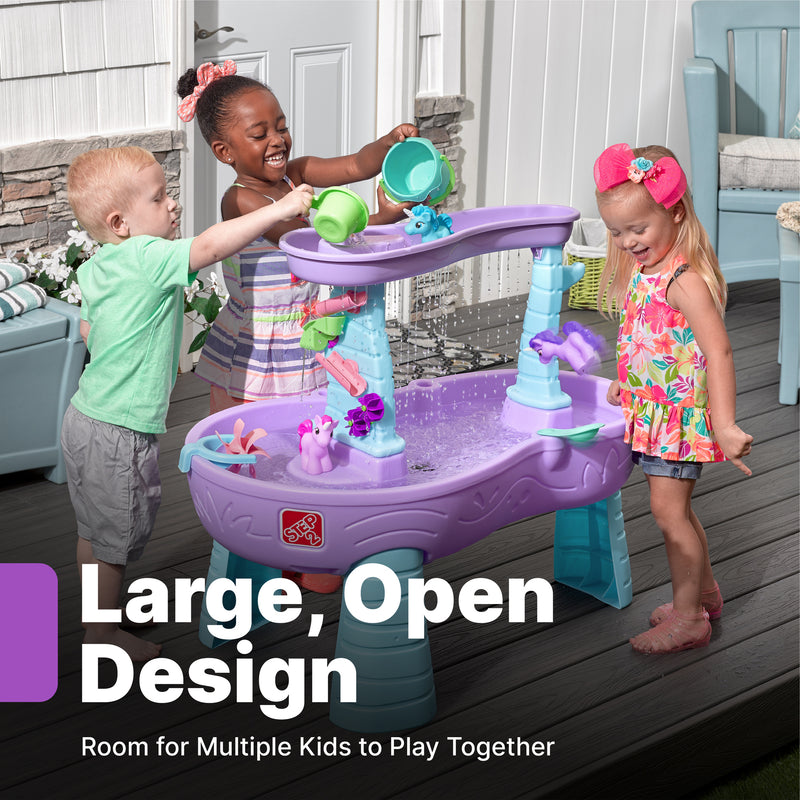 Rain Showers & Unicorns Water Table with room for multiple kids to play together