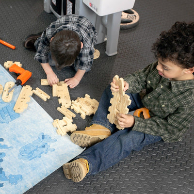 Pro Play Workshop and Utility Bench boys with projects