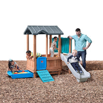 Woodland Adventure Playhouse & Slide kids playing