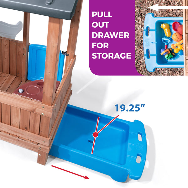 Woodland Adventure Playhouse & Slide pull out drawer for storage