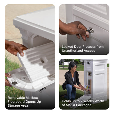Atherton Reserve Storage Mailbox™ - Classic White holds up to 2 weeks of mail