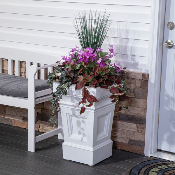 Atherton Planter Box  - Classic White with foliage
