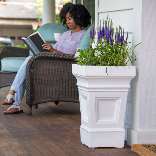 Atherton Planter Box™ - Classic White on porch