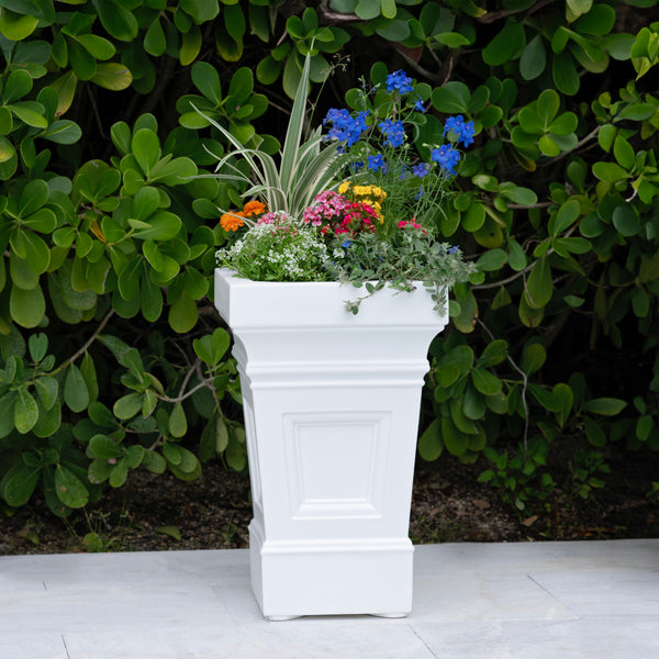 Atherton Planter Box™ - Classic White with flowers