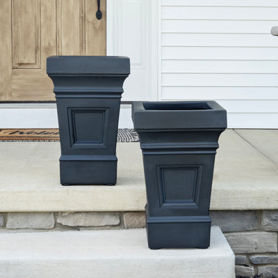 Atherton Planter Box™  - Onyx Black 2 Pack on step to door