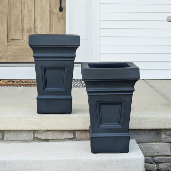 Atherton Planter Box™  - Onyx Black 2 Pack on step to door