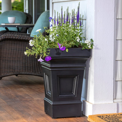 Atherton Planter Box™  - Onyx Black 2 Pack shown with flowers